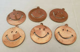 Vintage Happy Face Copper Tone Charms Lot of 6 New