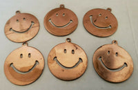 Vintage Happy Face Copper Tone Charms Lot of 6 New