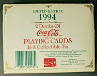 1994 Limited Edition Coca-Cola Playing cards (2 decks) in a Collectible Tin U72