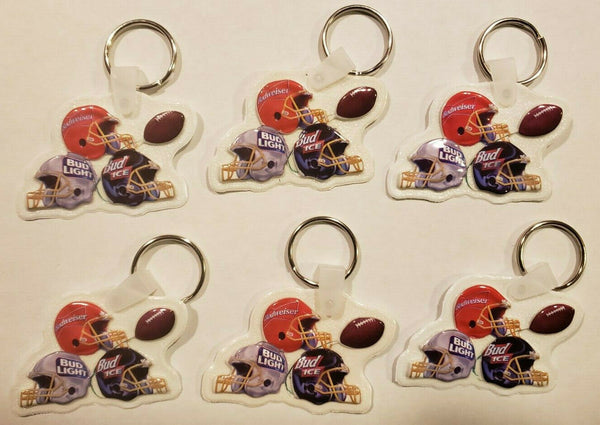 Vintage Budweiser Bud Light Bud Ice Helmets on Keychain New Lot of 6