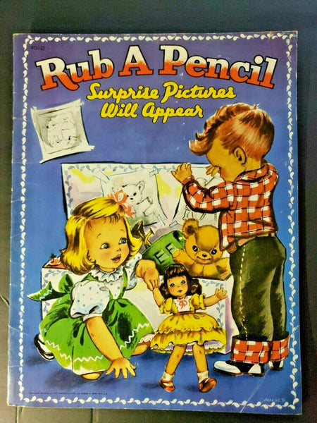 Vintage 1950 Saalfield Pub. Co. Rub A Pencil Surprise Pictures Will Appear