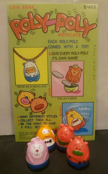 Vintage Gumball Roly Poly Necklace Charms Lot of 8 Vending Machine Toys SKU 81