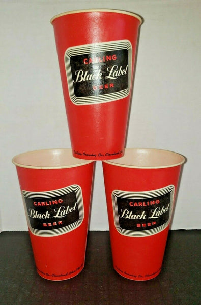3 Carling Black Label Waxed 12 oz Beer Cups Old Unused New Old Stock