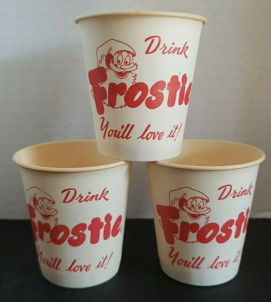3 Drink Frostie Root Beer You'll Love It Waxed 3 oz Soda Cups New Old Stock