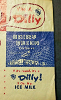 Vintage 1950's  Dairy Queen Dilly Bar Bag with Imprinted Dilly Bar Stick New