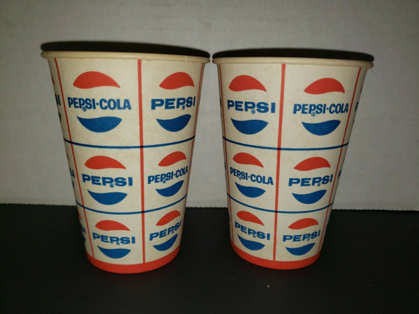 2 Pepsi Cola 8 oz Waxed Soda Cups New Old Unused Stock