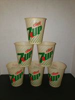 6 Sample Diet 7 Up Waxed 4 oz Soda Cups Old Unused Store Stock