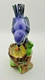Vintage Ceramic Blue Bird Feed Baby Bird Nest  Figurine Hand Painted Japan NOS