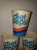 6 Diet Pepsi Cola Sample 4 oz Waxed Soda Cups Old Unused Store Stock