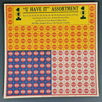 U Have It Assortment 1 Cent Punch Board Gambling Display Card Old Store Stock