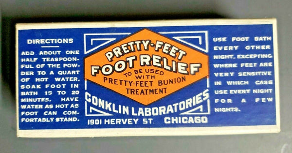 Old Conklin Labs Pretty Feet Colorful Foot Relief Medicine Box Chicago Il PB33