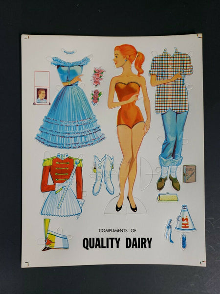 1960's Quality Dairy Paper High School Doll Card Intact NOS WS7C