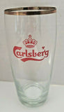 Vintage 1960's Carlsberg beer red crown Logo gold rimmed Pilsner glass  U198