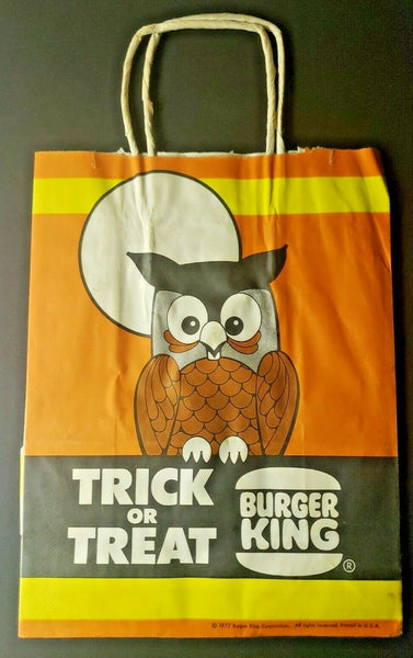 Vintage 1977 Burger King Halloween "Trick or Treat Large Paper Bag WS8D