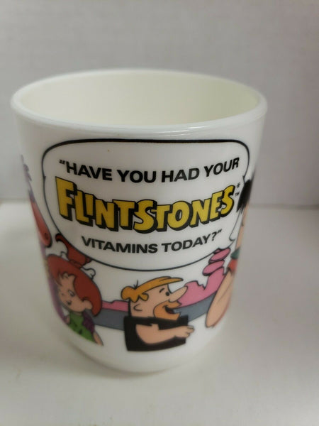 1988 Flintstone Vitamin Cup Mug Hanna-Barbera Fred Barney Wilma Pebbles u166