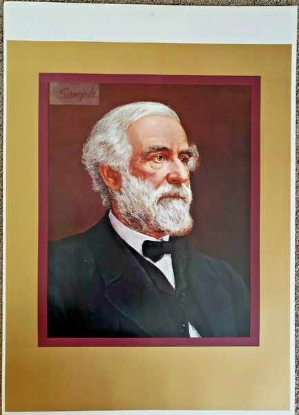 Vintage General Lee Portrait w/ Gold / Burgundy Heavy Poster 22.5" x 29 inch NOS