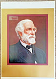 Vintage General Lee Portrait w/ Gold / Burgundy Heavy Poster 22.5" x 29 inch NOS