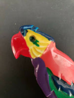 Beautiful Brooch Pin Colorful Plastic Resin Parrot 5 x 2 1/2"