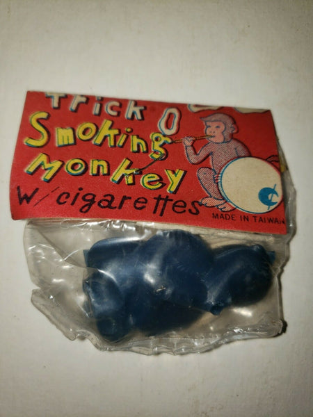 1960s Vintage Dime Store Toy Trick O Smoking Monkey w/ cigarette Blue