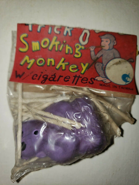1960s Vintage Dime Store Toy Trick O Smoking Monkey w/ cigarette Purple