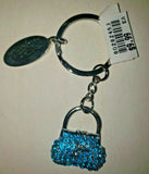 Vintage Sea World Dolphin Purse Blue Rhinestones Key Chain U135