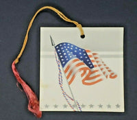 Vintage Gibson Bridge Tally Card US Flag New Unused with String