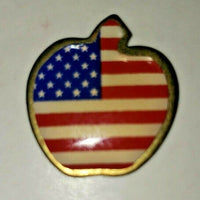 Vintage 1970's Rare Gold Tone Apple w/ American Flag Simba Cal Inc.