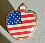 Vintage 1970's Rare Gold Tone Apple w/ American Flag Simba Cal Inc.