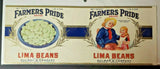 Vintage Farmers Pride Brand Lima Beans Hulman Co Indiana 1940s Can Label B-2