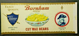 Vintage Burnham Brand Wax Beans Edgett Burnham Co New York 1940s Can Label Z2