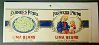 Vintage Farmers Pride Brand Lima Beans Hulman Co Indiana 1940s Can Label B-2