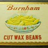 Vintage Burnham Brand Wax Beans Edgett Burnham Co New York 1940s Can Label Z2