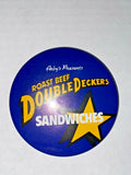 Vintage 1990 Arby's Pinback Roast Beef Double Decker Sandwiches