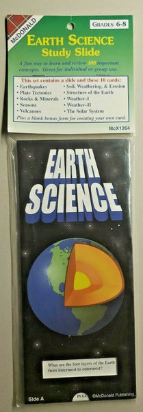 McDonald Earth Science Study Slide 100 Concepts 10 Cards Kids Grades 6-8 S U113