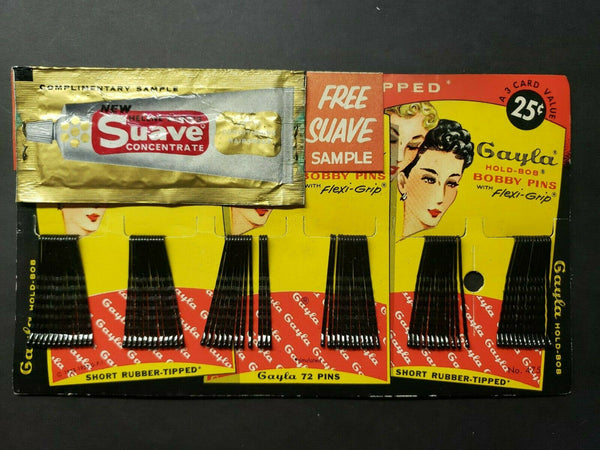 Vintage 1950 Gayla Hold Bob Hair Pins Gaylord Prod Chicago Ill Suave Sample PB50
