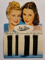 Vintage  Sta-Rite Bobby Pins  Black Pins on Card New Old Stock PB52