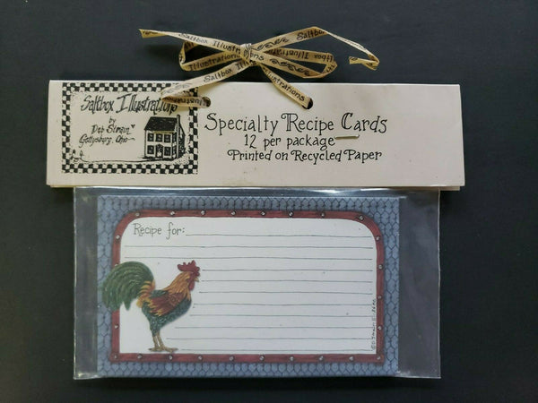 Vintage SaltboxIllustrations Deb Strain Specialty Recipe Cards Rooster 12 U184