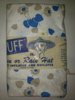 Vintage 1950's Bakelite Puff Inflatable Sun Rain Hat Party Beach Gardening NOS