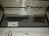 Vintage L' DAVINCHI 2 Piece Pen Set Black & Gold w/ Original Box Item U115