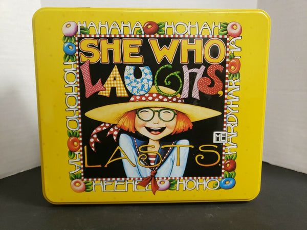 Mary Engelbreit "She Who Laughs Lasts" Decorative Tin Box Collectable JC Penney