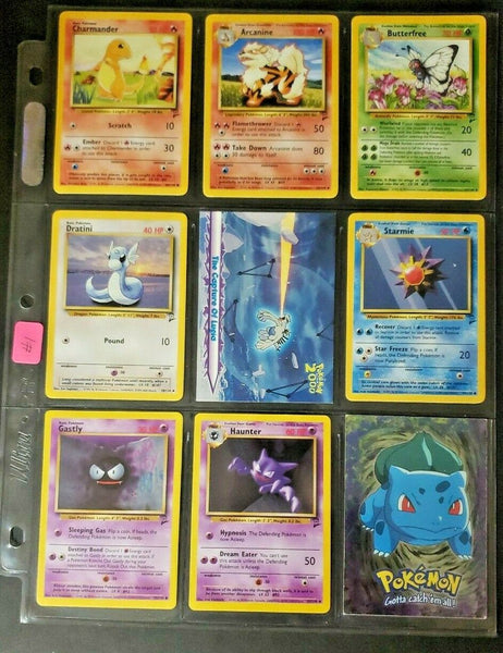 Vintage 1999 - 2000 Pokemon Lot of 9 Cards.  Arcanine, Bulbasaur, Lugia