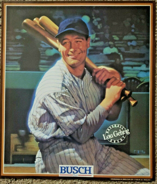 Vintage 1989 Busch Beer Lou Gehrig Baseball #20 New York Yankee Poster 77