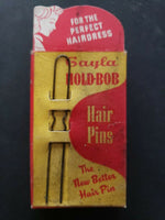 Vintage 1942 Hold-Bob Hair Pins Bobby Pins 2" Black in Original Box PB51
