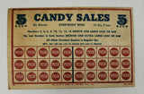 Vintage Candy Sales  Punch Board Gambling Display Card New Old Stock