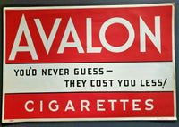 Vintage 1940's Avalon Cigarette Store Sign / Poster 18" x 12" NOS WS9B