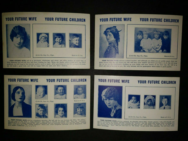 4 Your Future Wife Children 1935 Esco Humor Exhibit Supply Co gag Arcade Cards