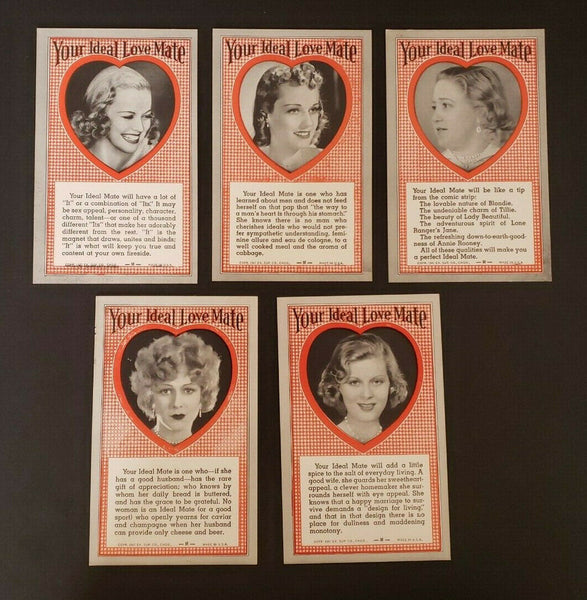 Vintage Arcade Machine Cards Your Ideal Love Mate Future Fortune Souvenir Lot 5