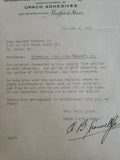 1934 Union Paste Company UPACO Adhesives Medford Mass Letterhead Letter Signed