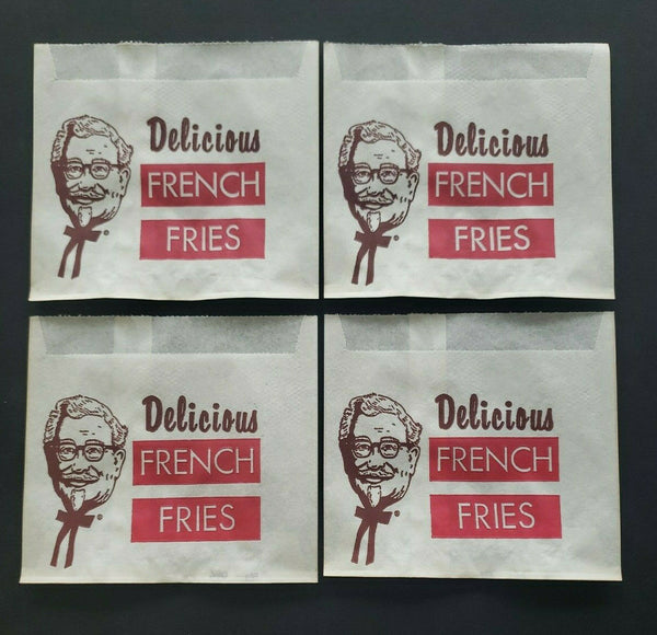 Vintage 1960's Colonel Sanders Kentucky Fried Chicken KFC French Bags Lot of 4