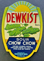 Vintage 1930's Dewkist Sour Chow Chow Label Cairo Ga New Old Stock